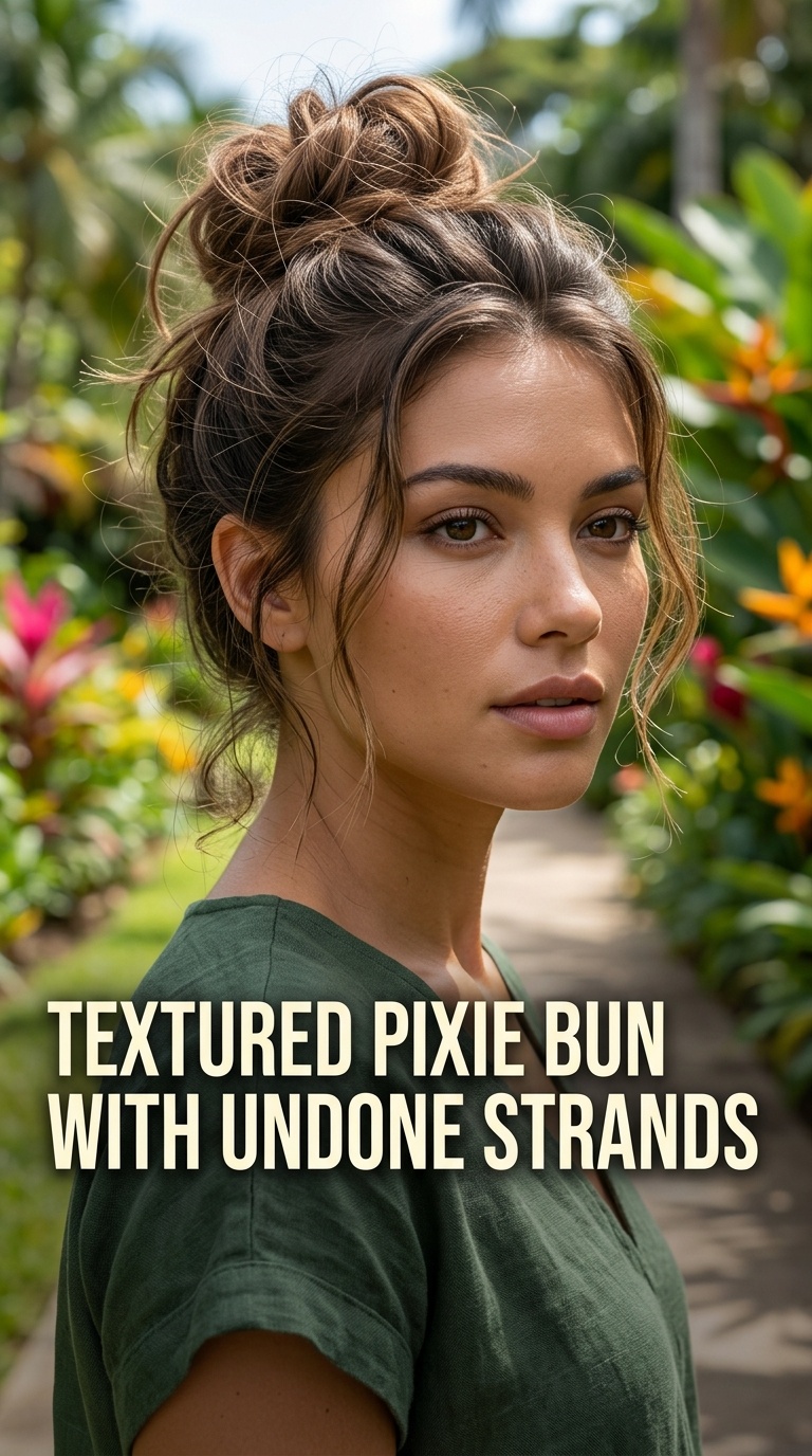 Textured Pixie Bun with Undone Strands