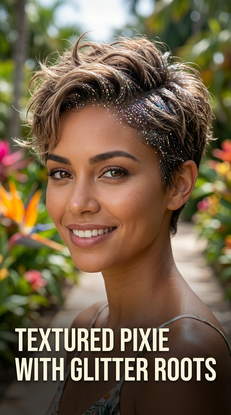 Textured Pixie with Glitter Roots