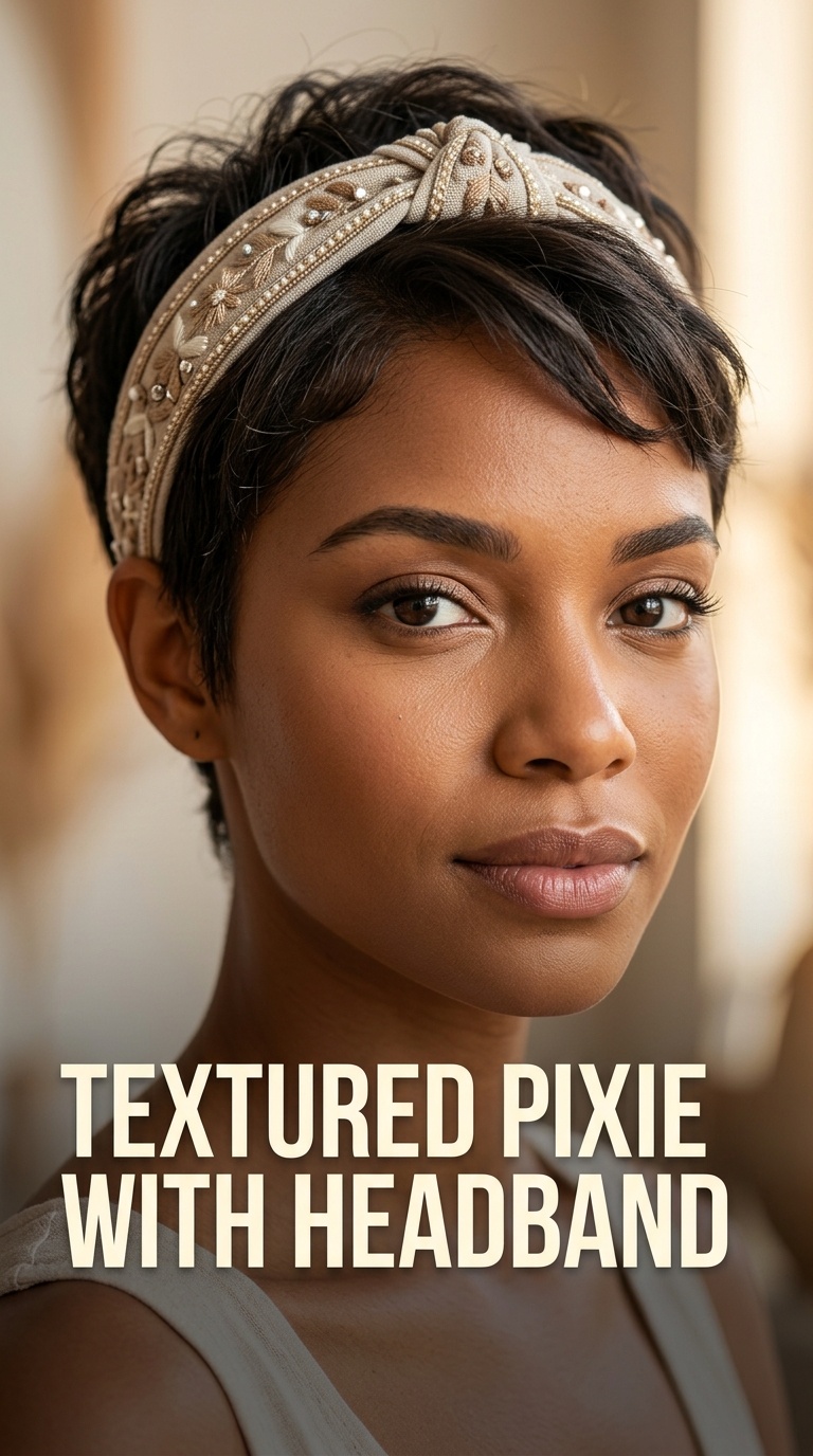 Textured Pixie with Headband