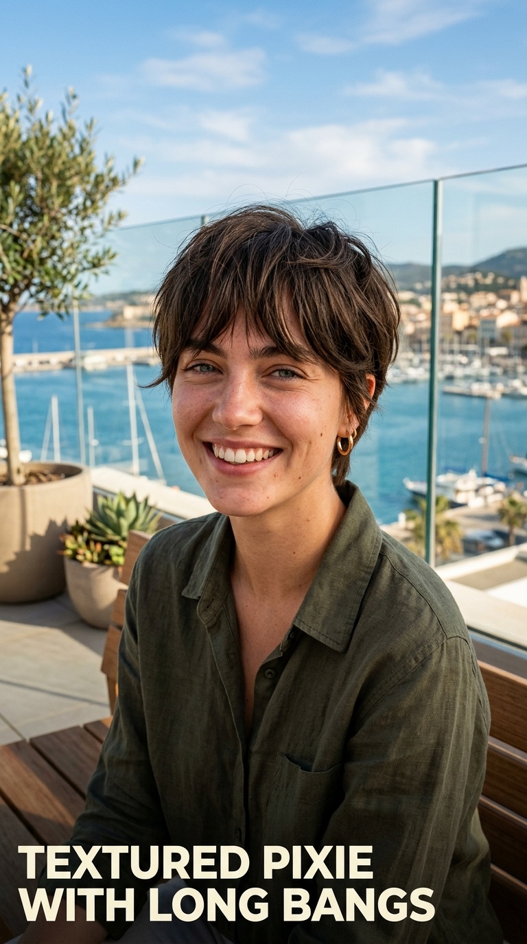 Textured Pixie with Long Bangs