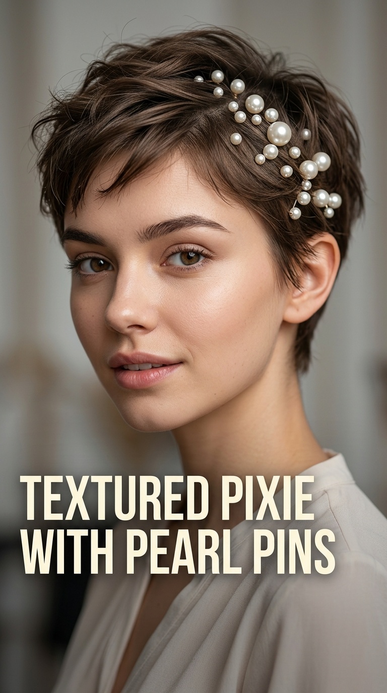 Textured Pixie with Pearl Pins