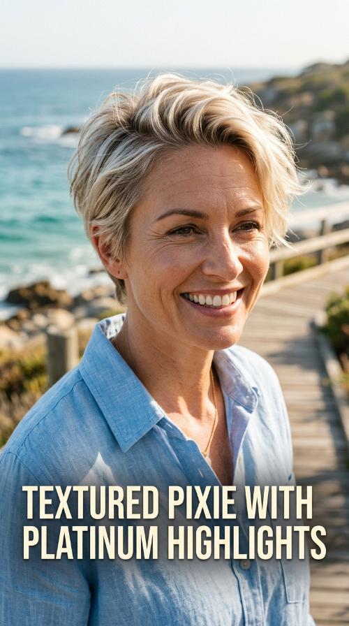 Textured Pixie with Platinum Highlights