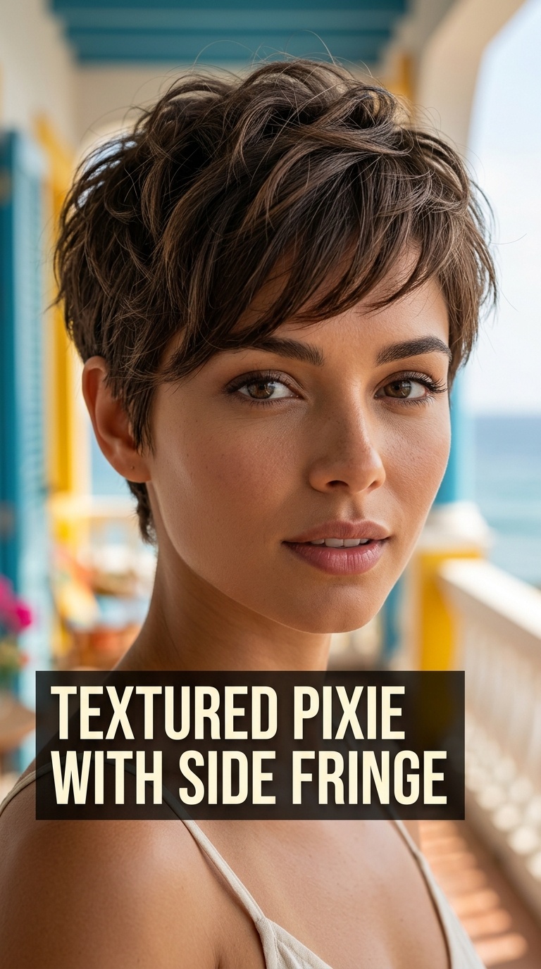 Textured Pixie with Side Fringe