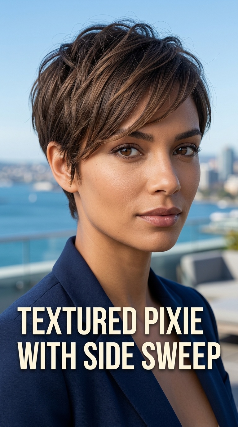 Textured Pixie with Side Sweep