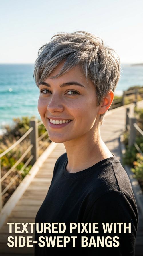 Textured Pixie with Side-Swept Bangs
