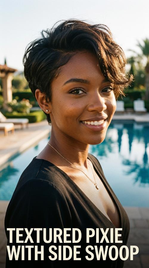 Textured Pixie with Side Swoop