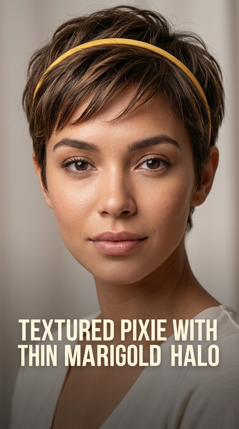 Textured Pixie with Thin Marigold Halo