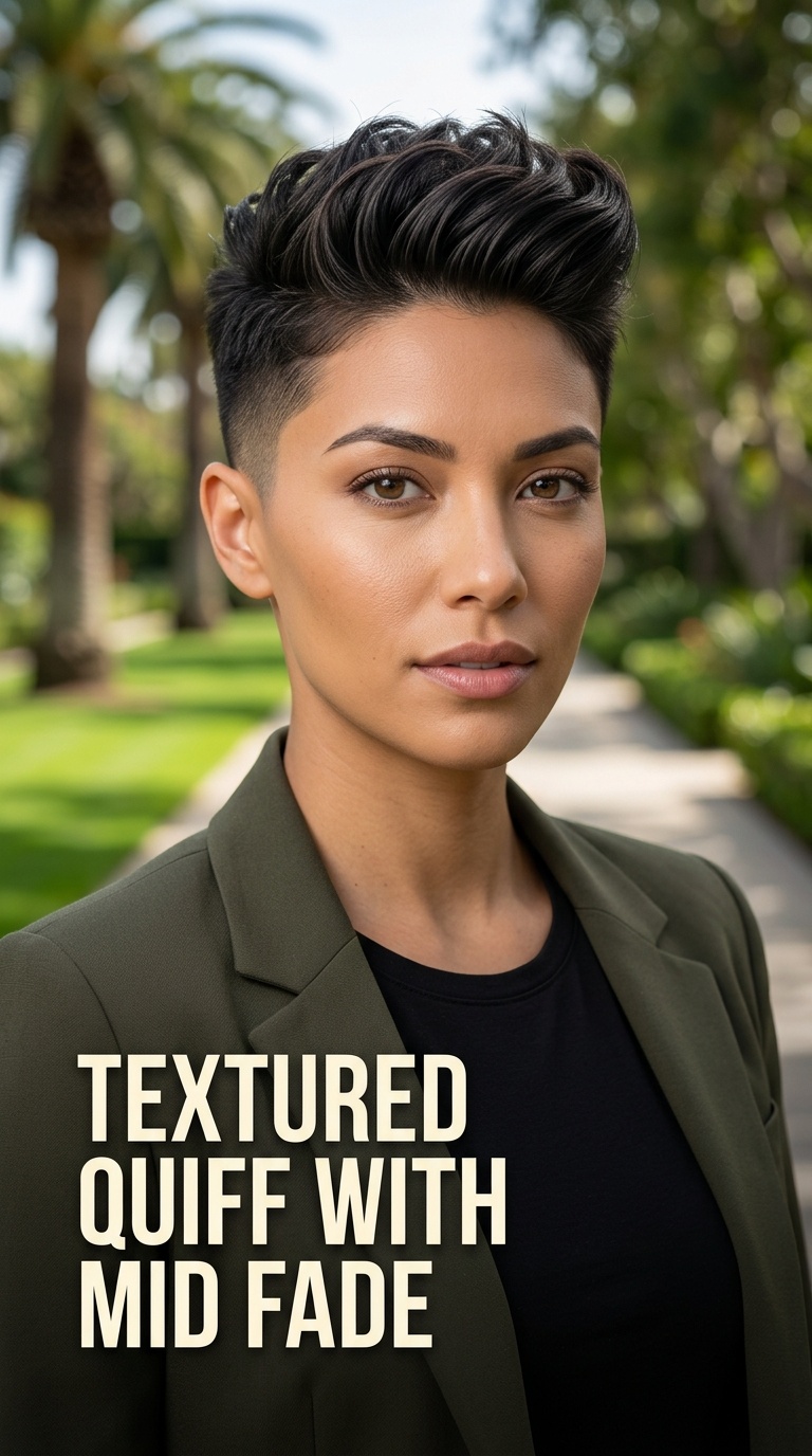 Textured Quiff with Mid Fade