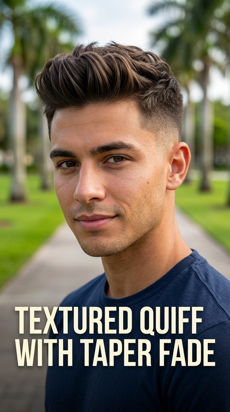 Textured Quiff with Taper Fade
