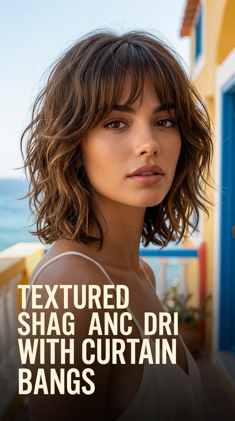 Textured Shag with Curtain Bangs