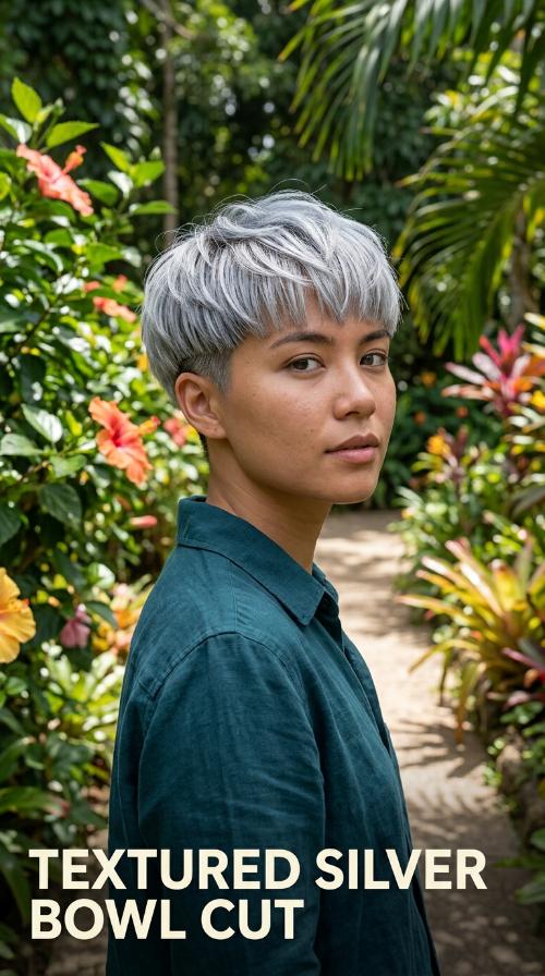 Textured Silver Bowl Cut