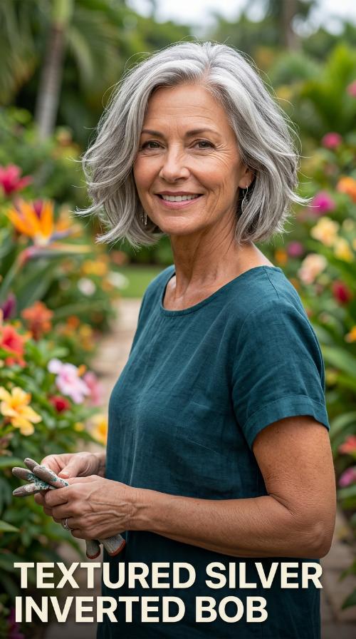 Textured Silver Inverted Bob