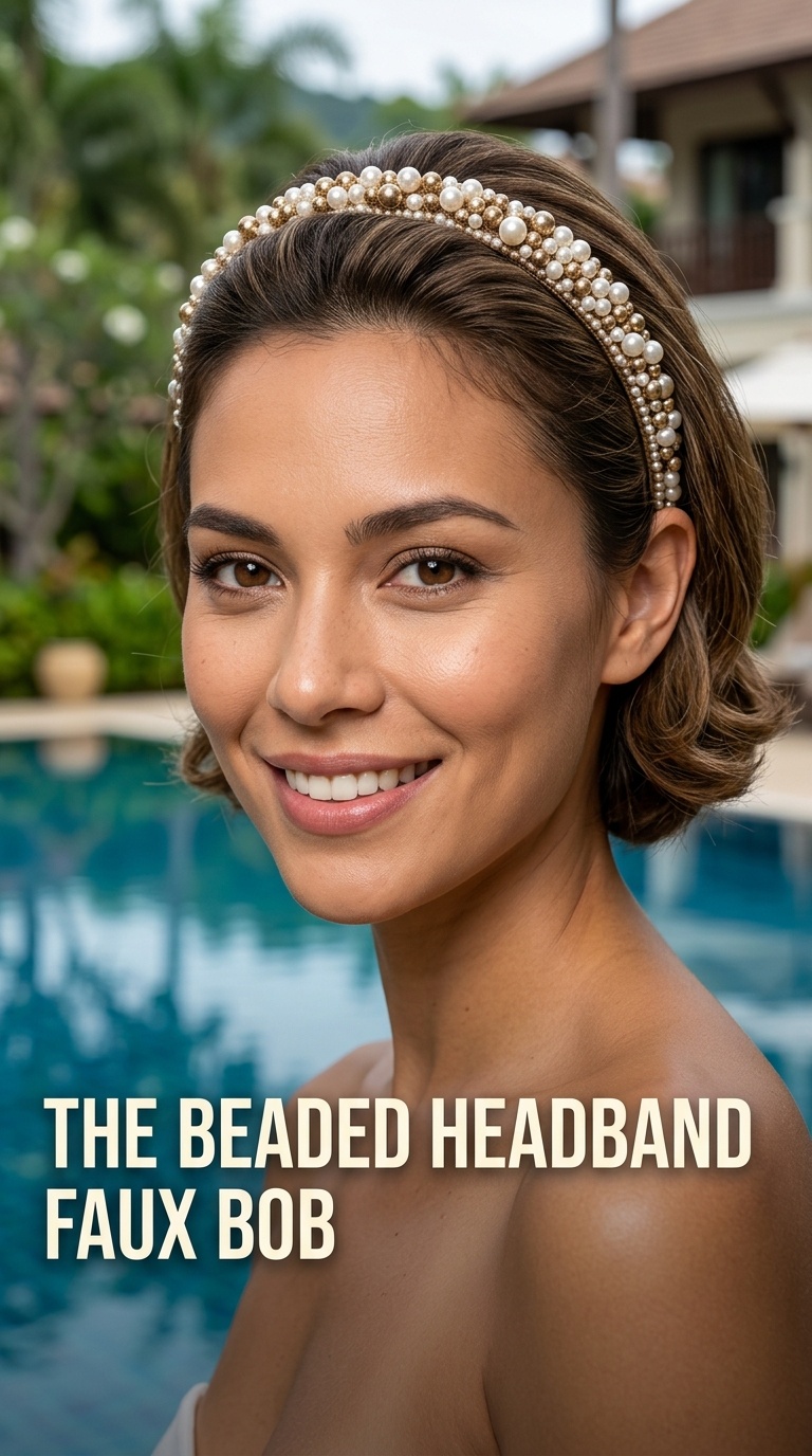 The Beaded Headband Faux Bob