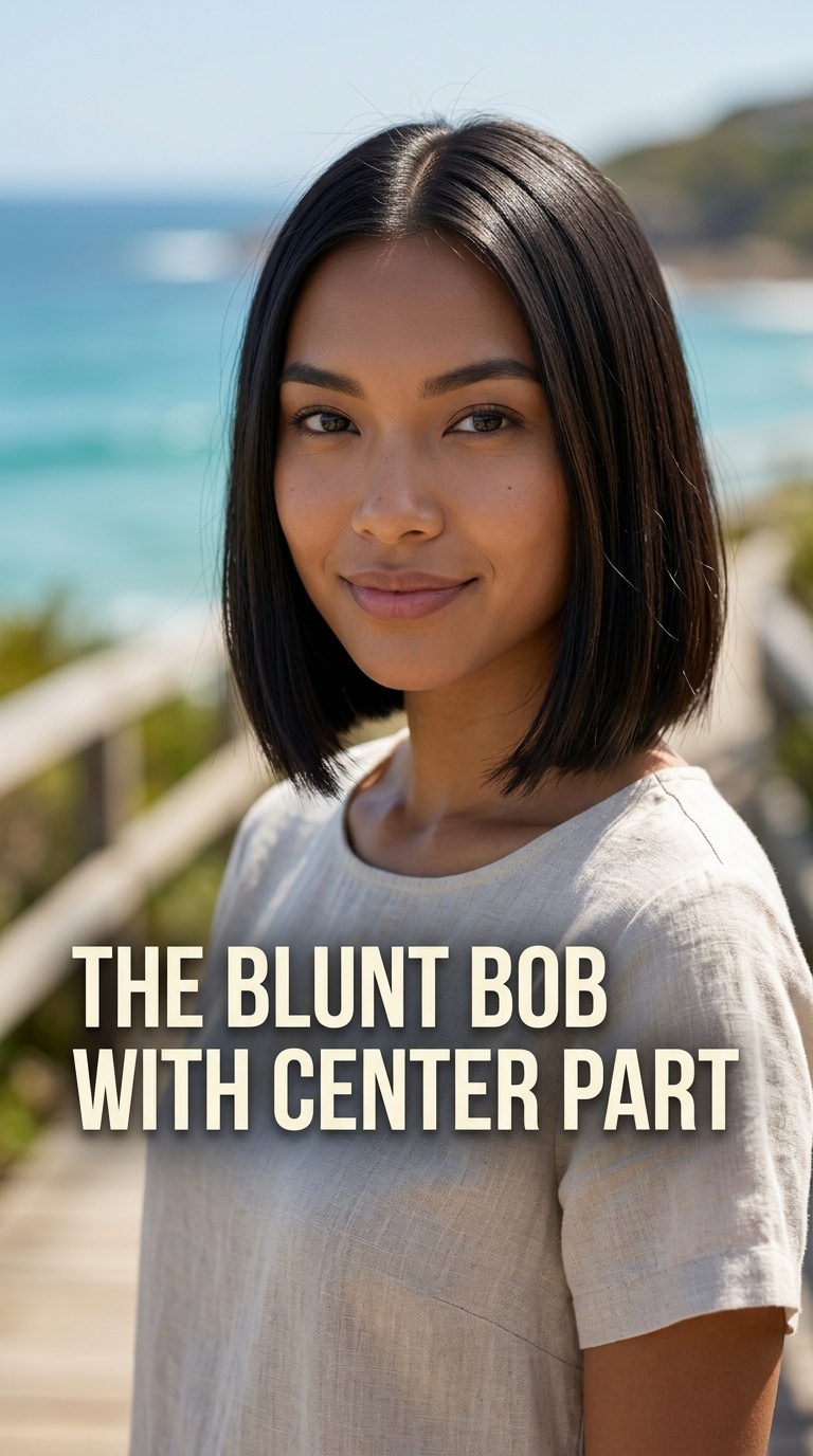 The Blunt Bob with Center Part