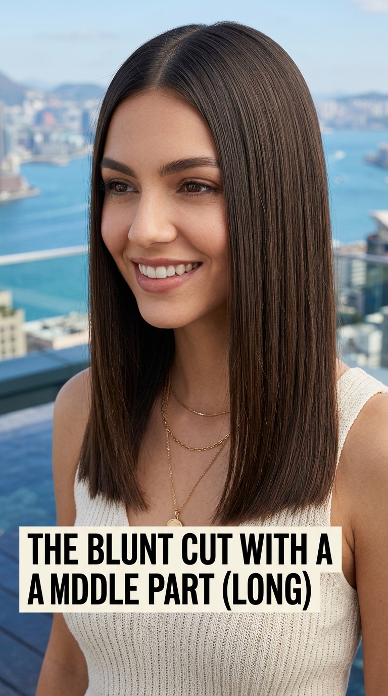 The Blunt Cut with a Middle Part (Long)
