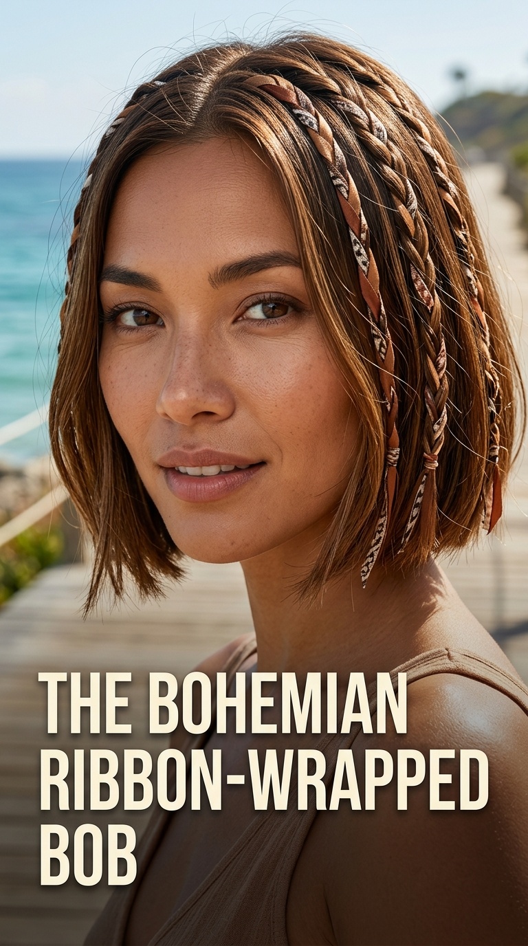 The Bohemian Ribbon-Wrapped Bob