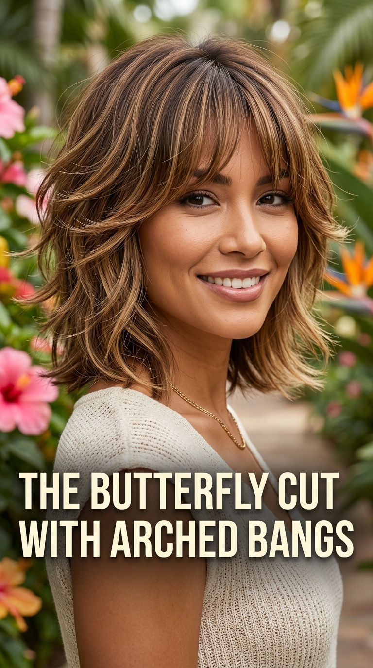 The Butterfly Cut with Arched Bangs