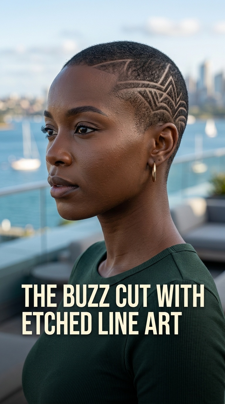 The Buzz Cut with Etched Line Art