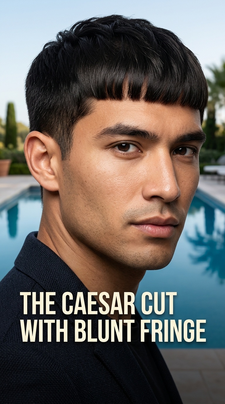 The Caesar Cut with Blunt Fringe