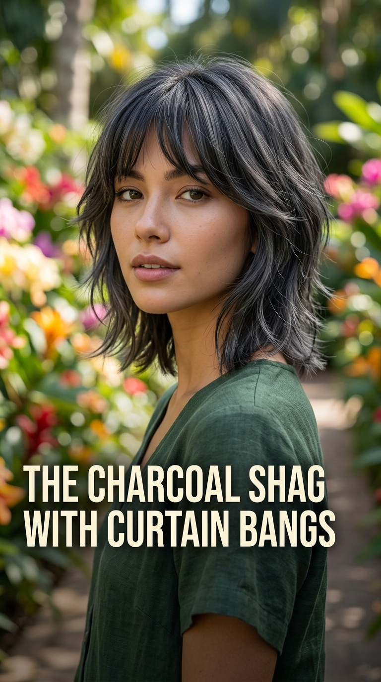 The Charcoal Shag with Curtain Bangs