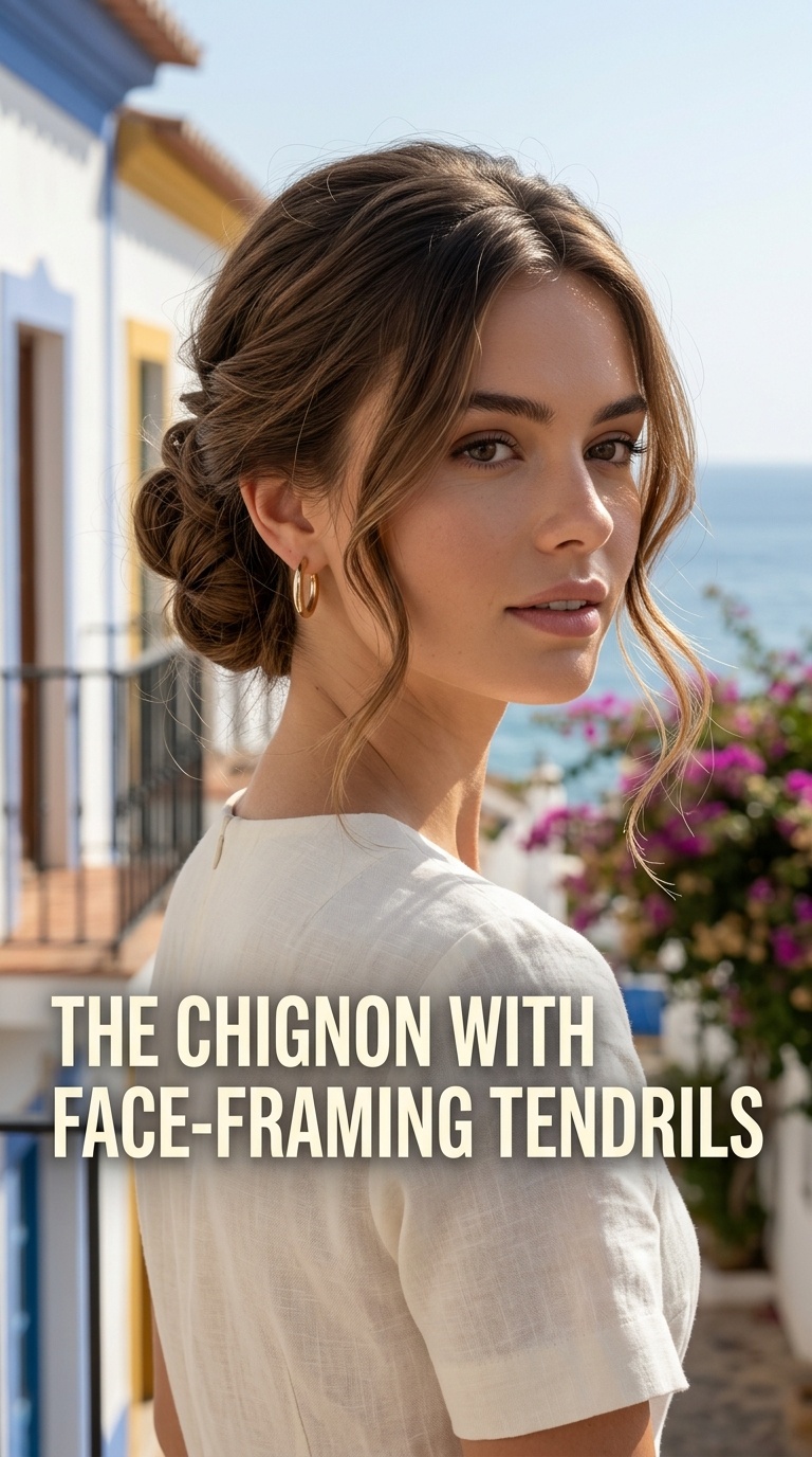 The Chignon with Face-Framing Tendrils