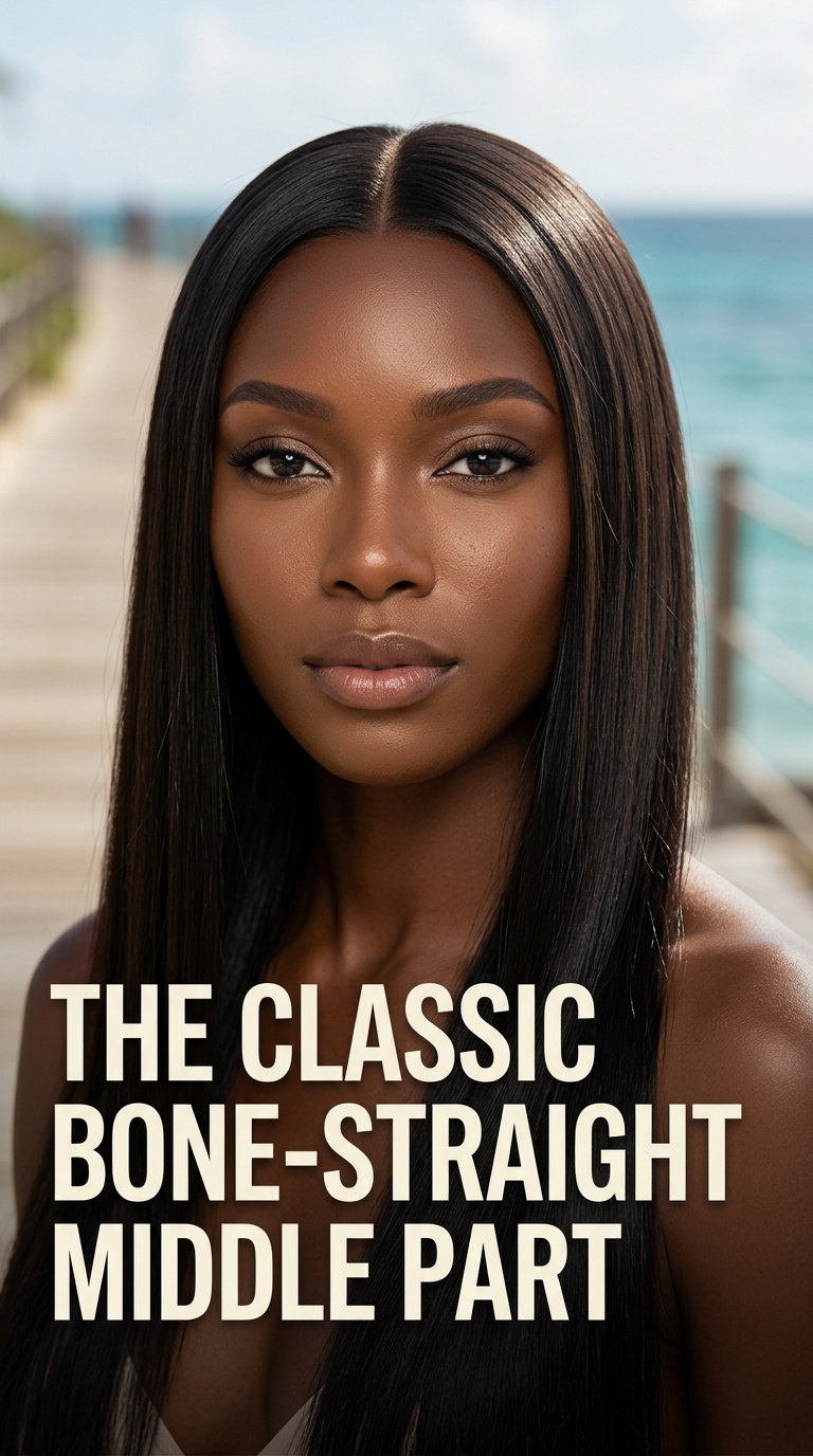 The Classic Bone-Straight Middle Part