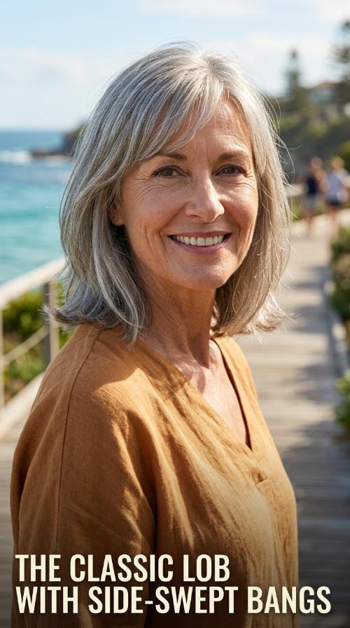 The Classic Lob with Side-Swept Bangs