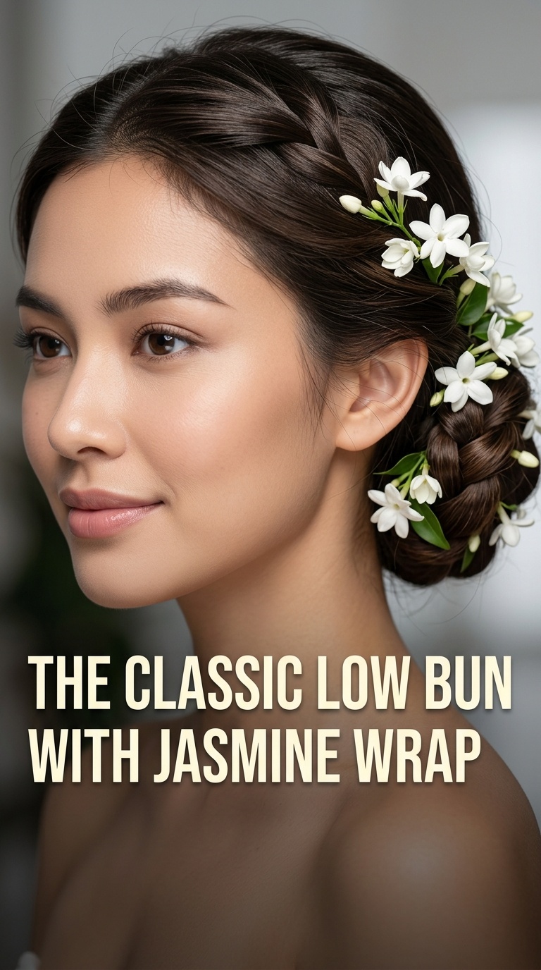 The Classic Low Bun with Jasmine Wrap