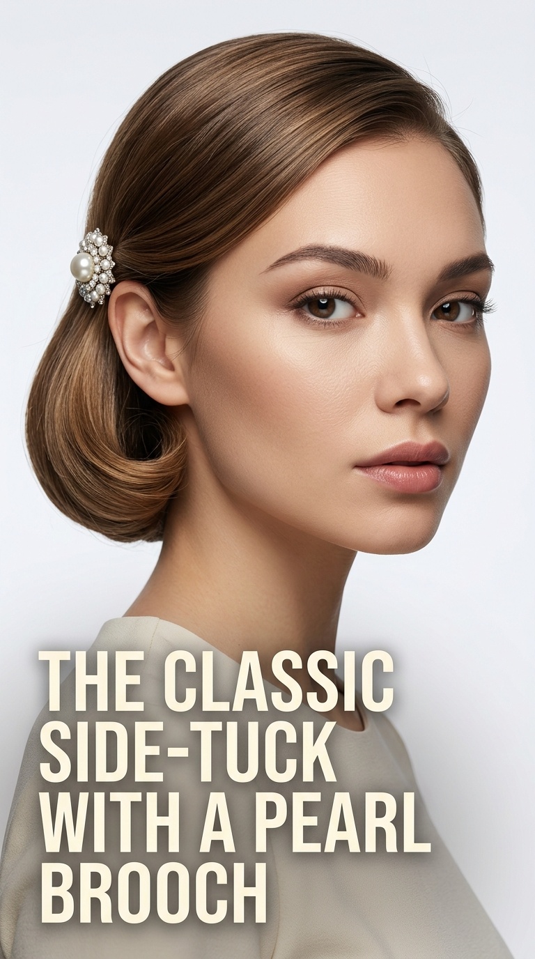 The Classic Side-Tuck with a Pearl Brooch
