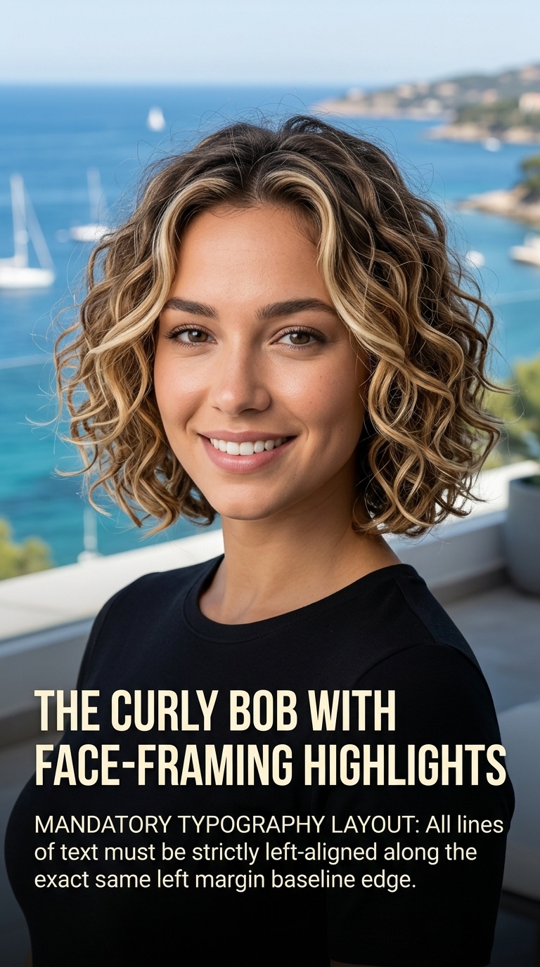 The Curly Bob with Face-Framing Highlights