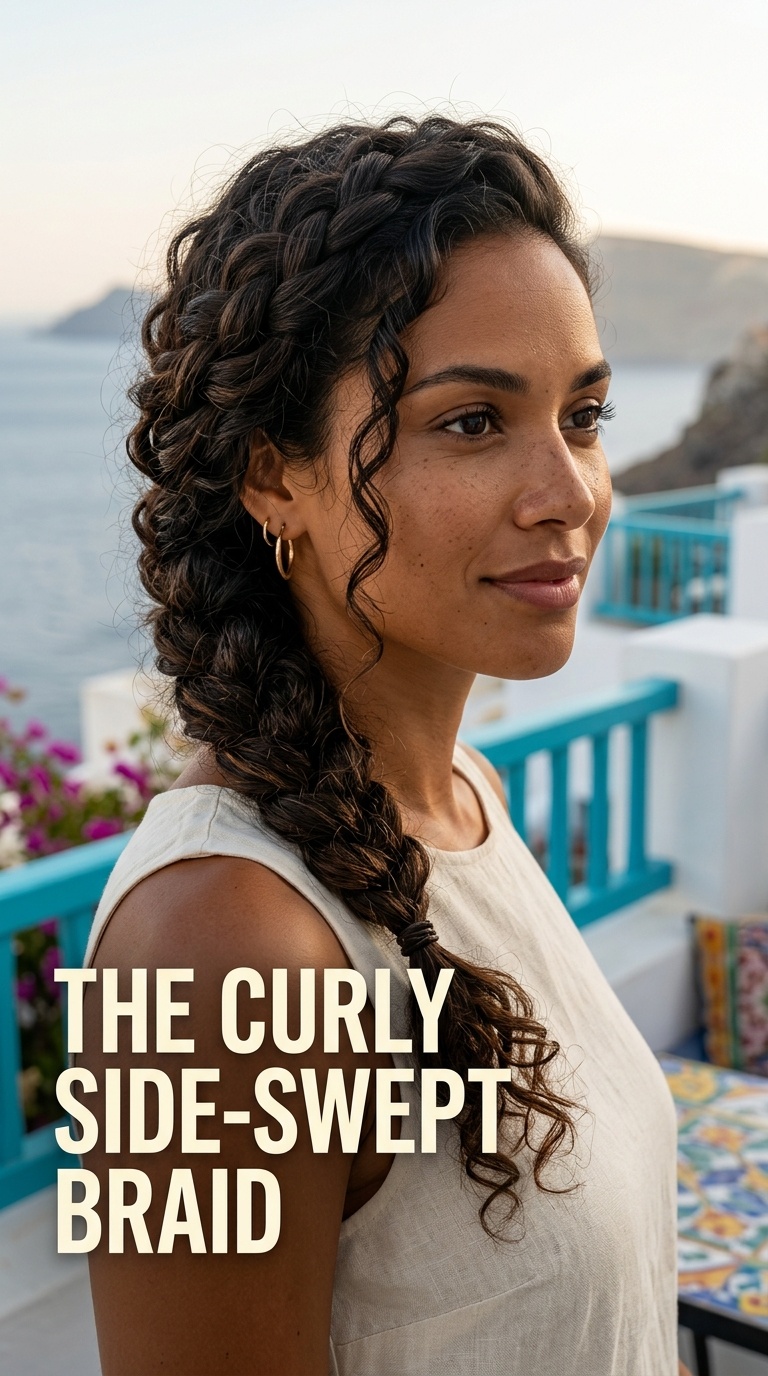 The Curly Side-Swept Braid