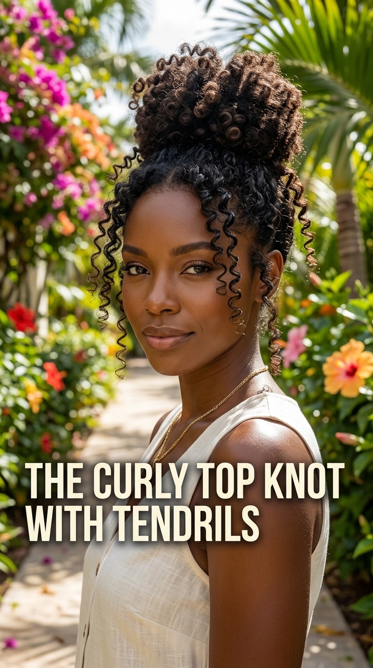 The Curly Top Knot with Tendrils