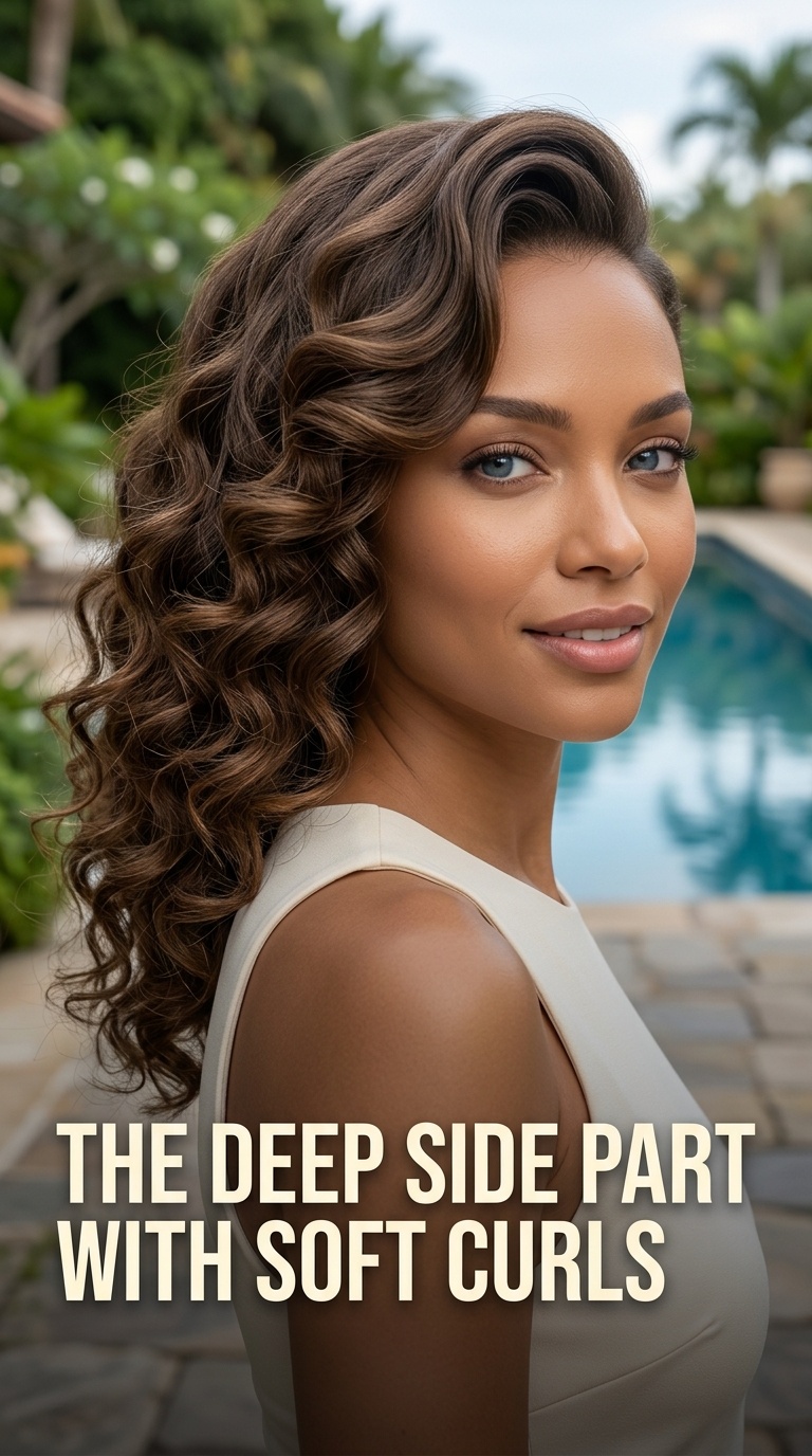 The Deep Side Part with Soft Curls