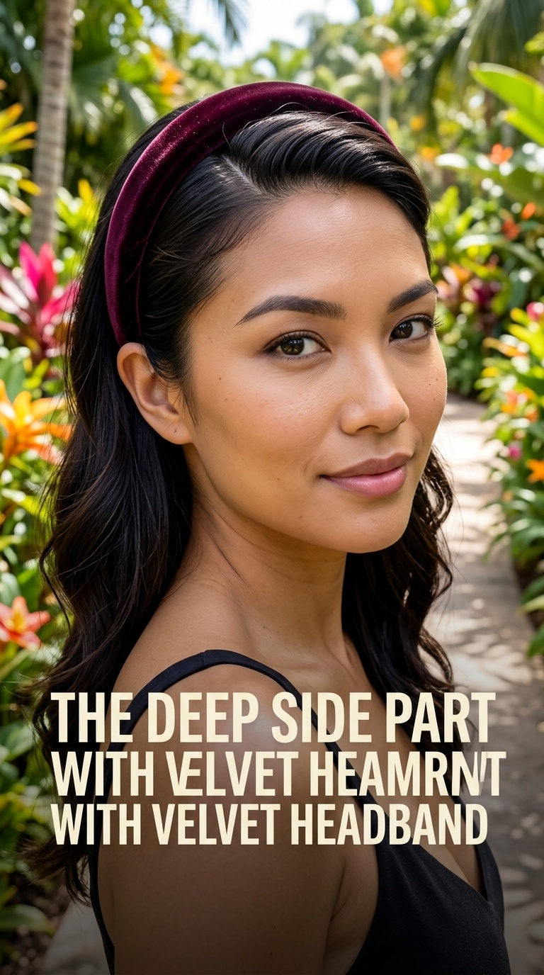 The Deep Side Part with Velvet Headband