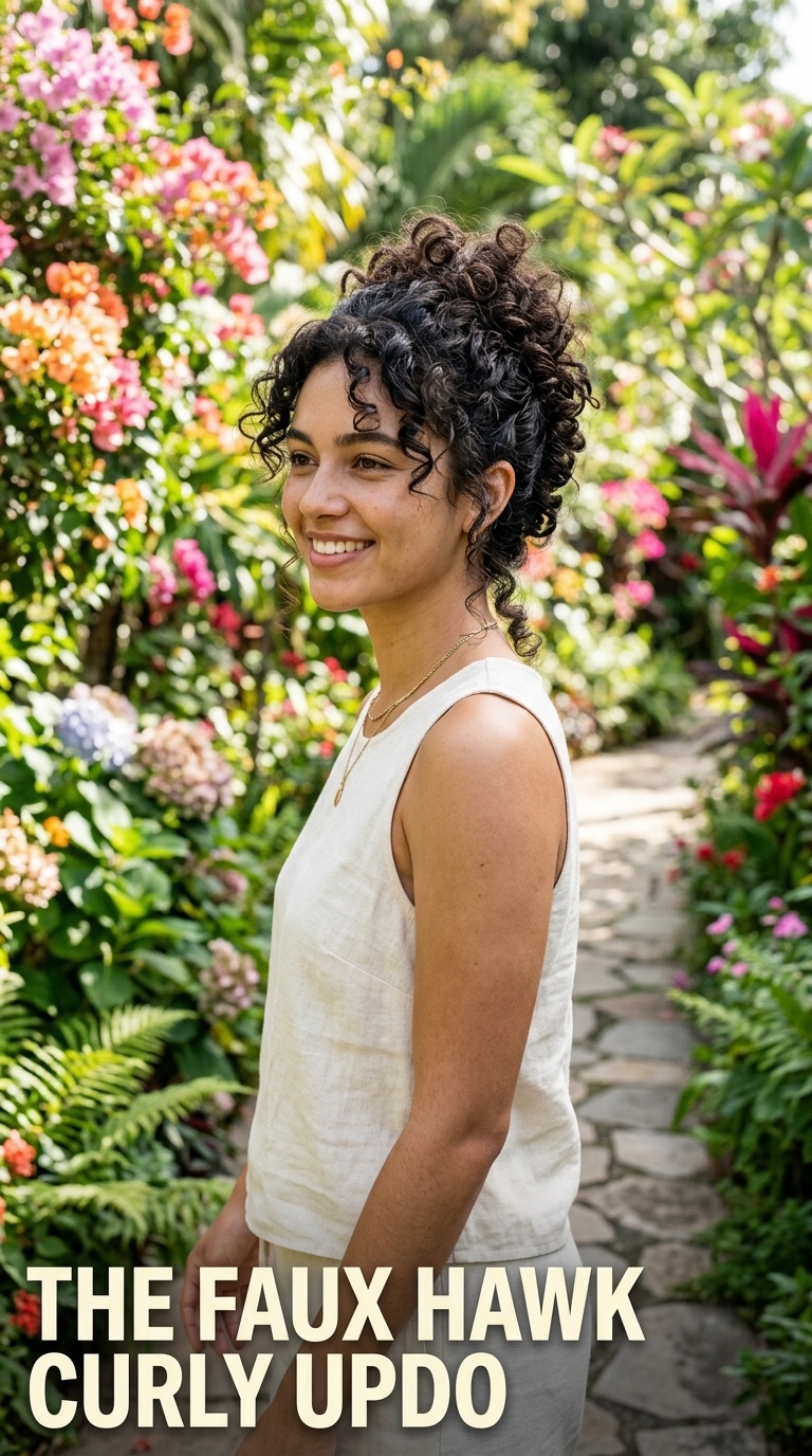 The Faux Hawk Curly Updo