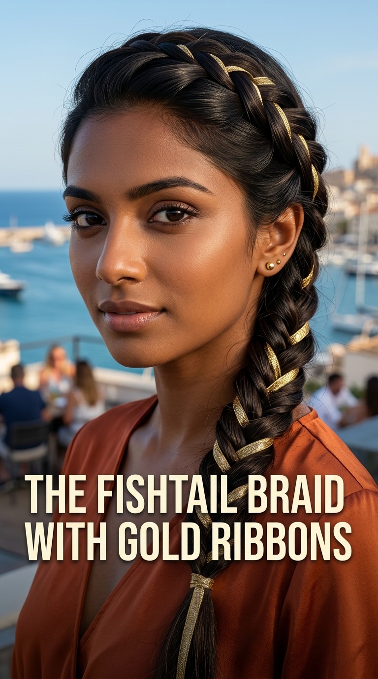 The Fishtail Braid with Gold Ribbons