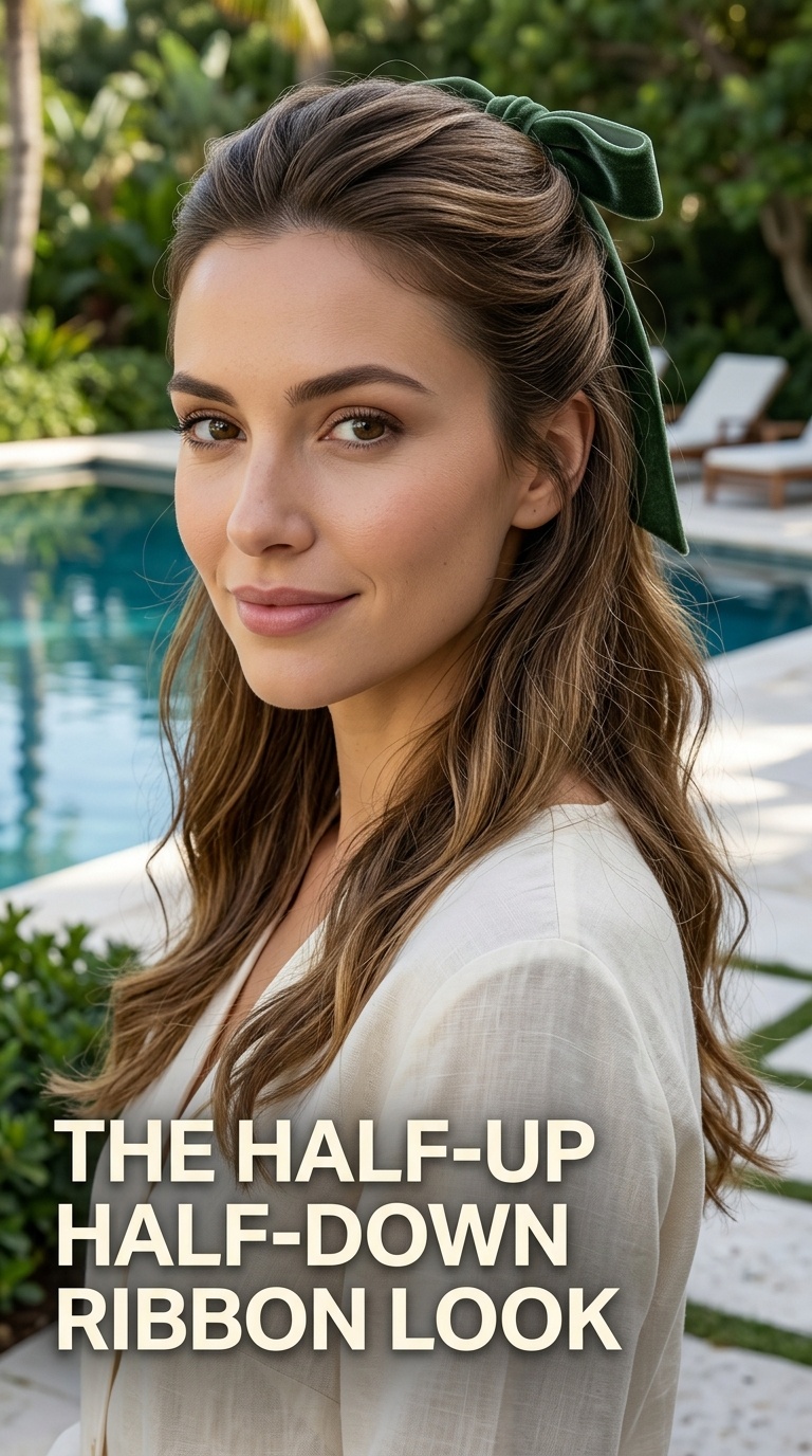 The Half-Up Half-Down Ribbon Look