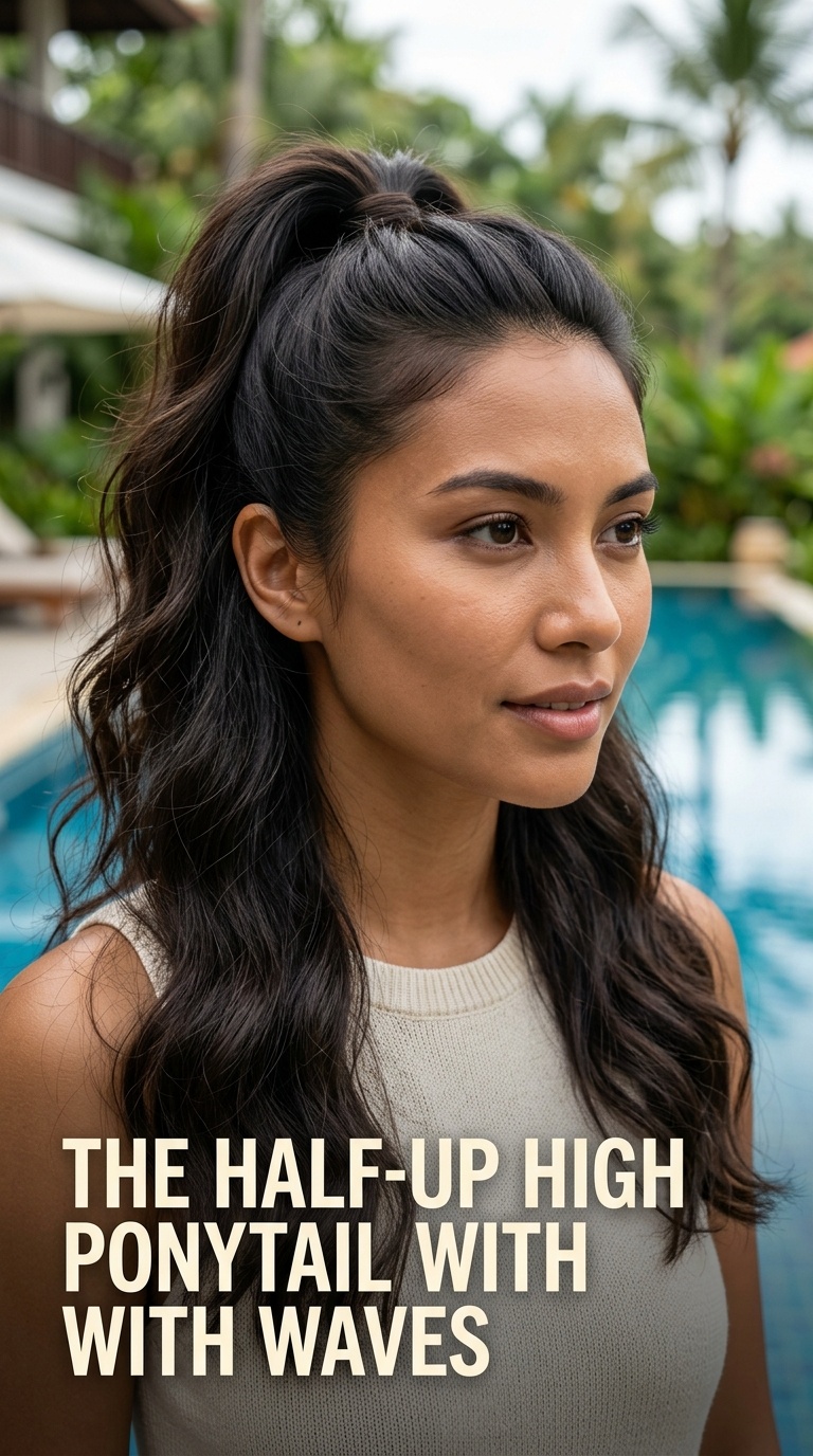 The Half-Up High Ponytail with Waves