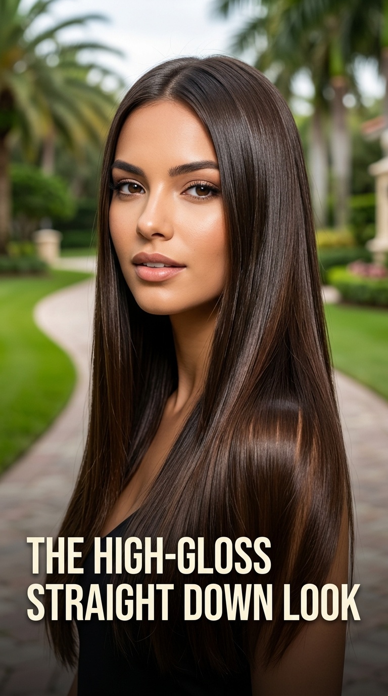 The High-Gloss Straight Down Look