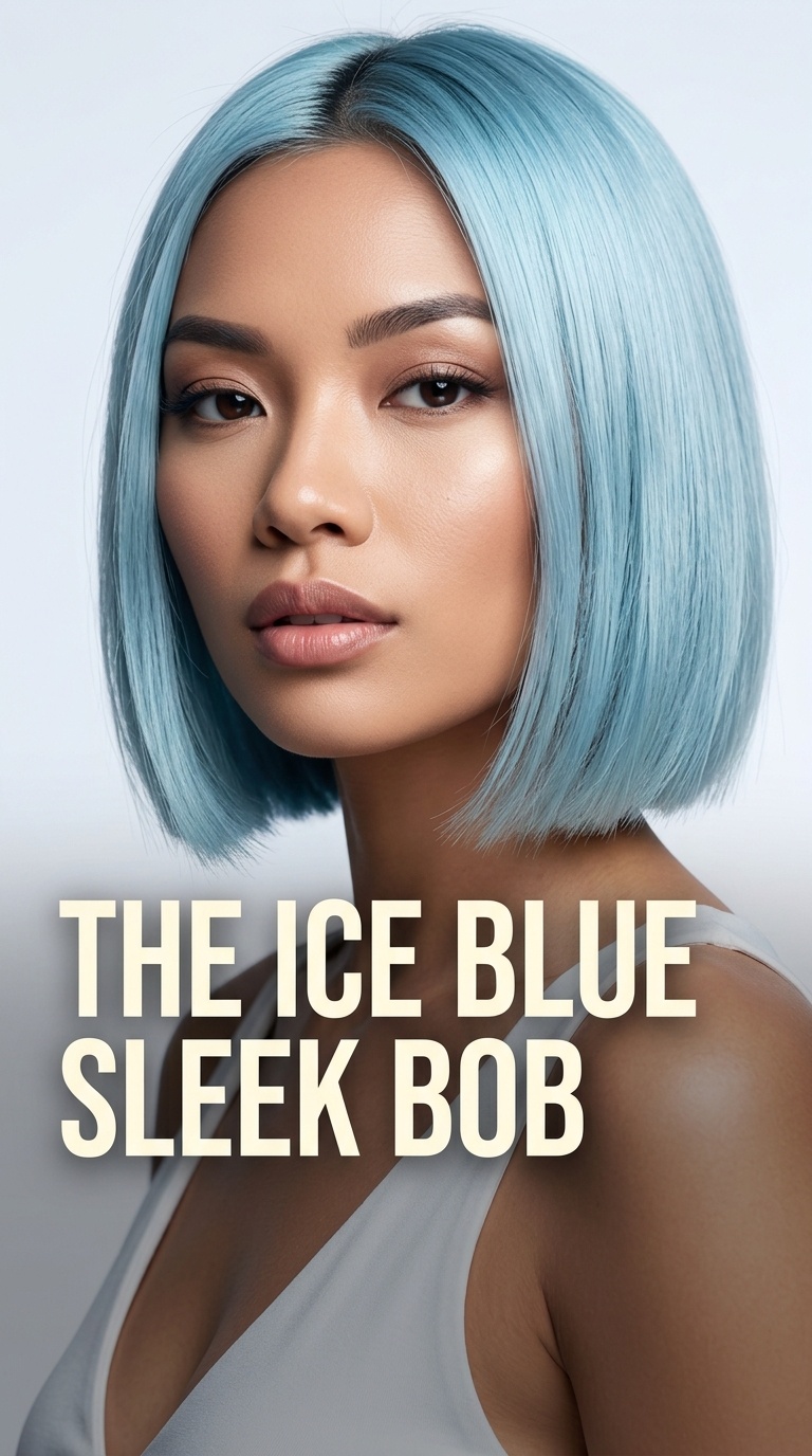 The Ice Blue Sleek Bob