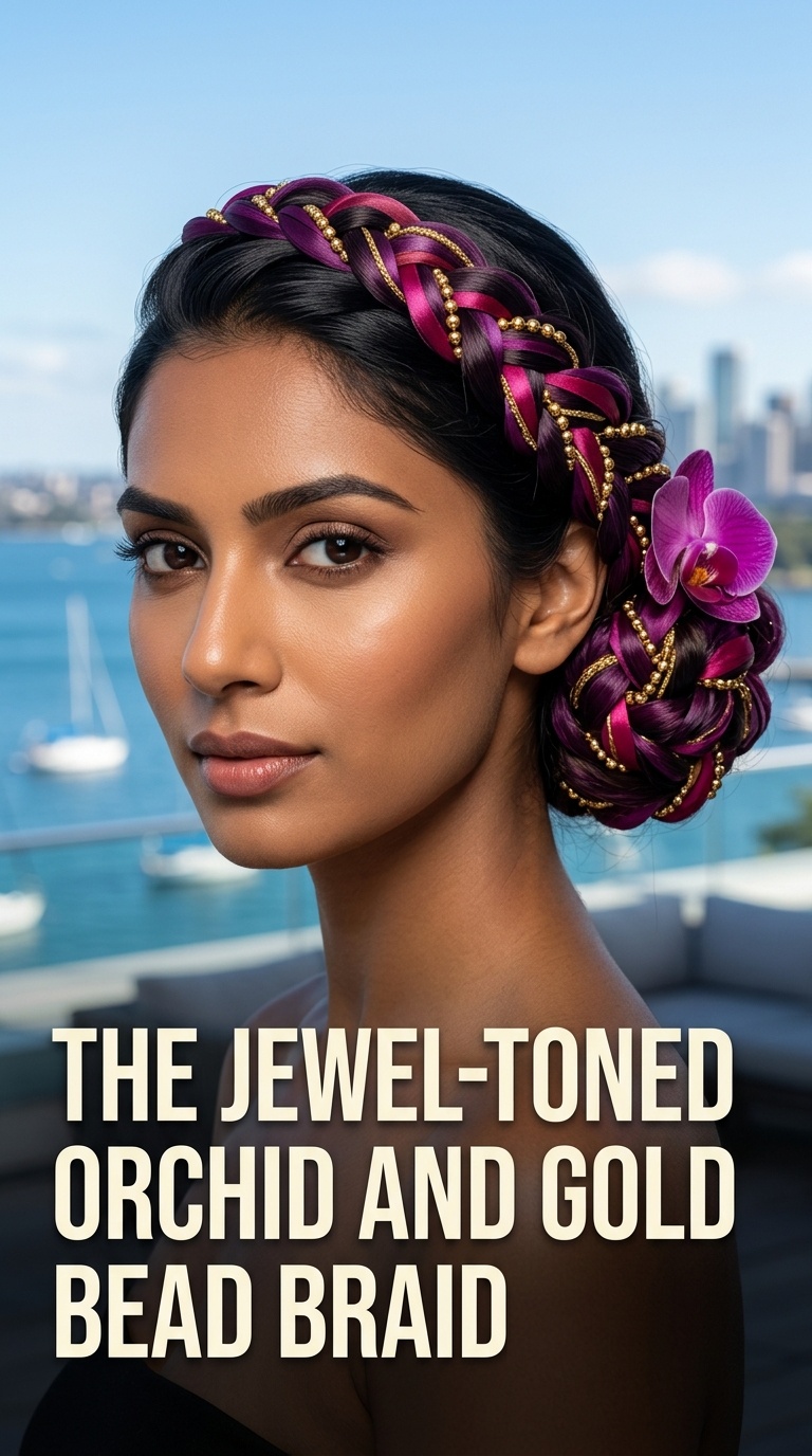 The Jewel-Toned Orchid and Gold Bead Braid