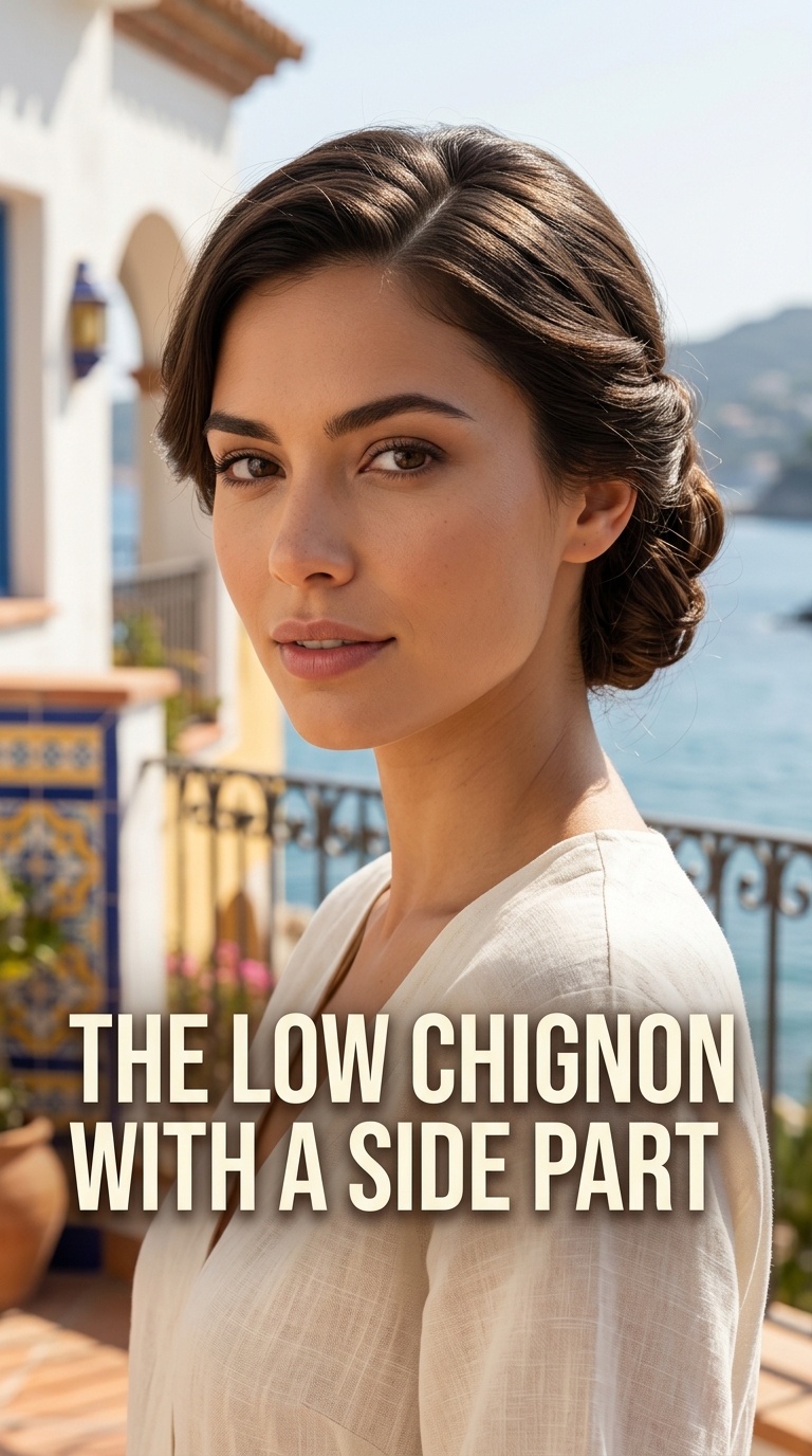 The Low Chignon with a Side Part