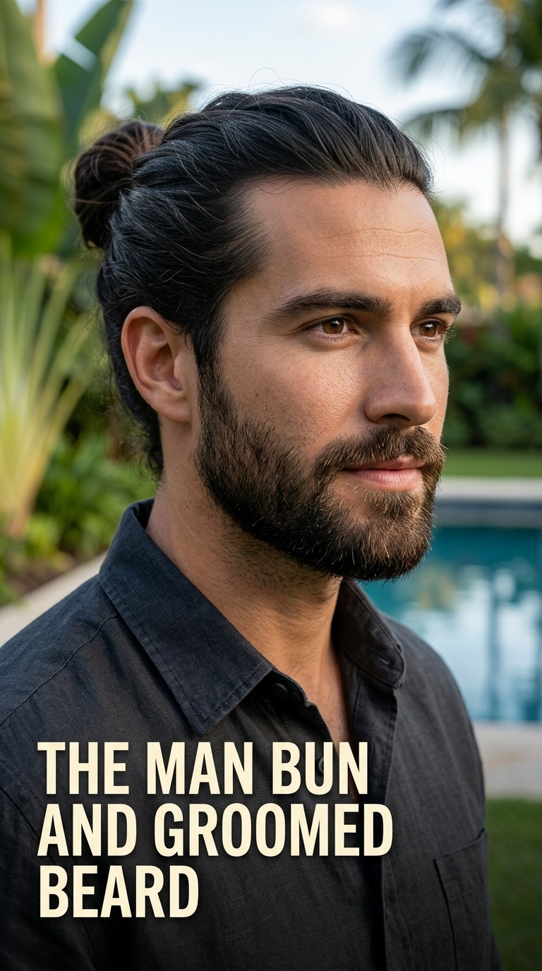 The Man Bun and Groomed Beard