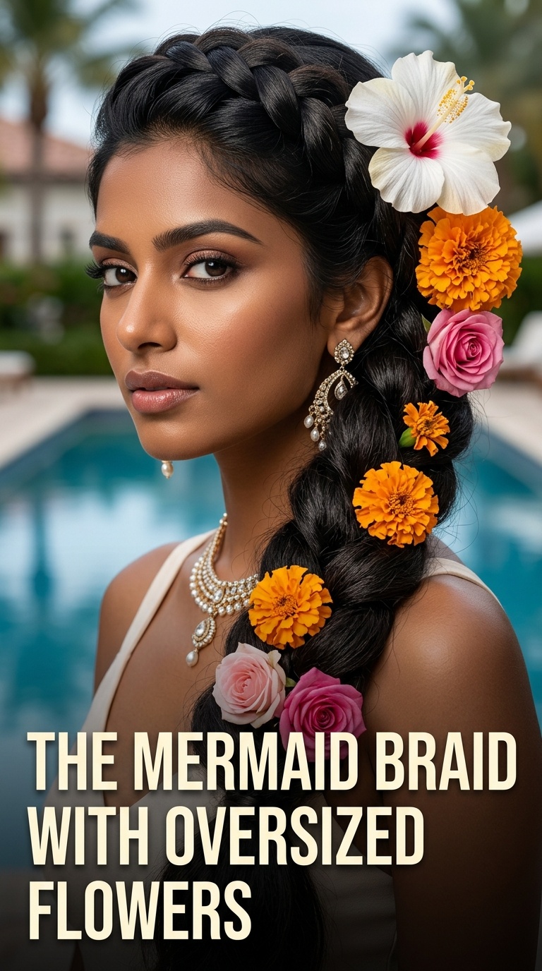 The Mermaid Braid with Oversized Flowers