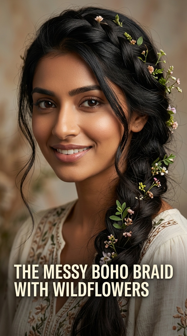 The Messy Boho Braid with Wildflowers