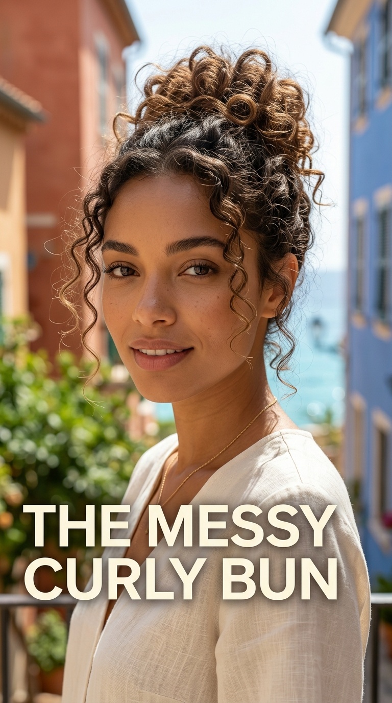 The Messy Curly Bun