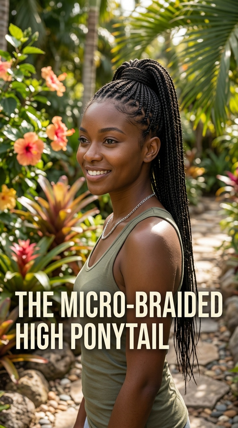 The Micro-Braided High Ponytail