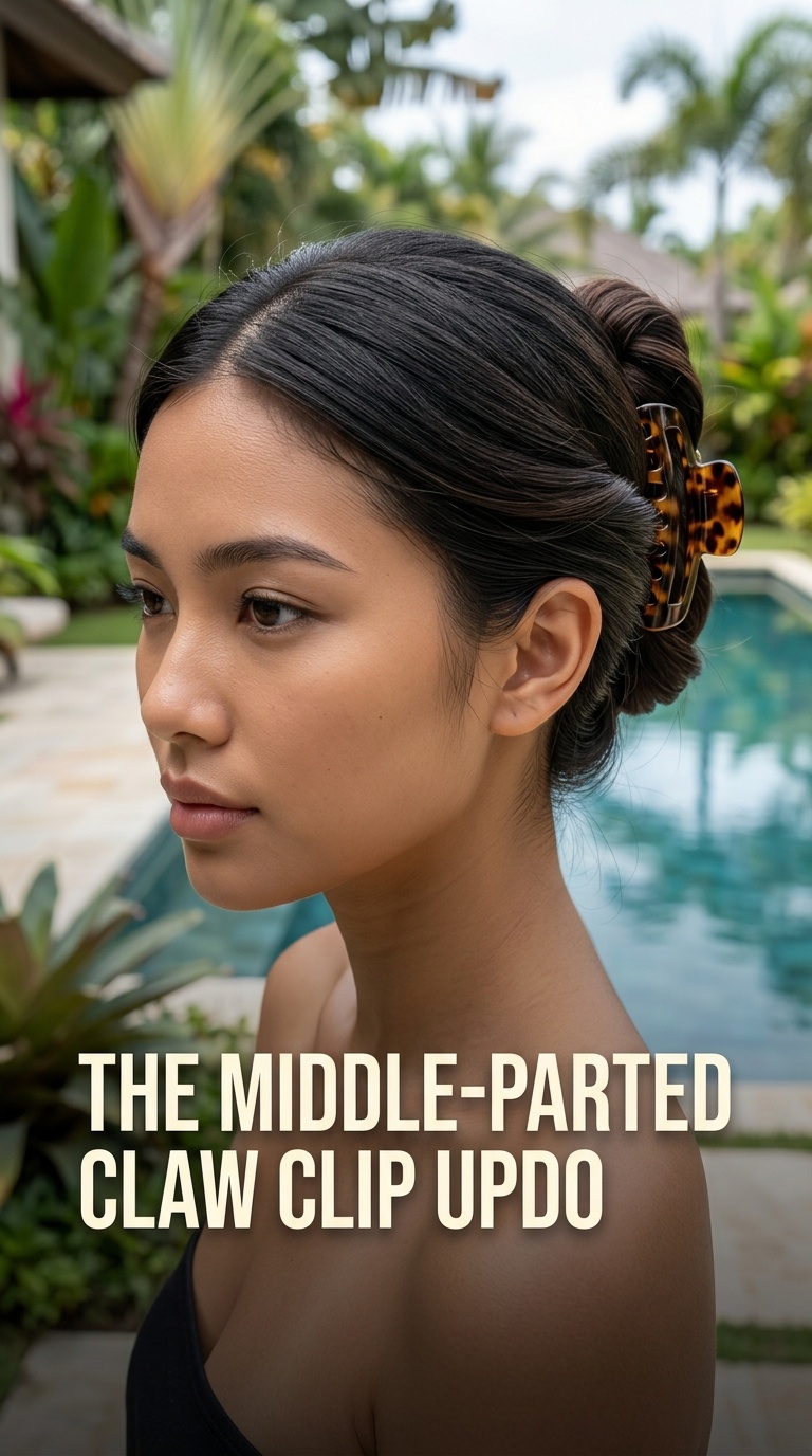 The Middle-Parted Claw Clip Updo