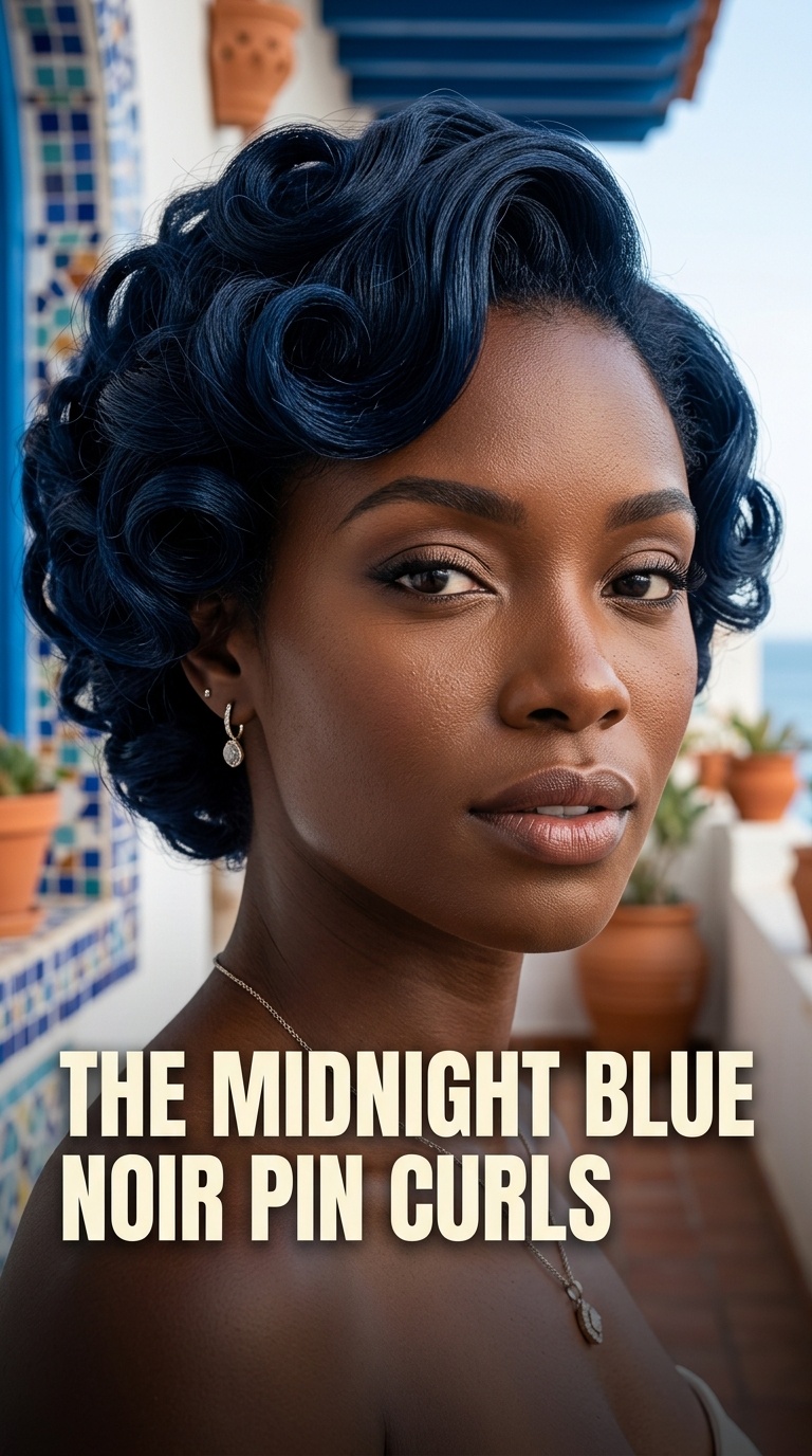 The Midnight Blue Noir Pin Curls