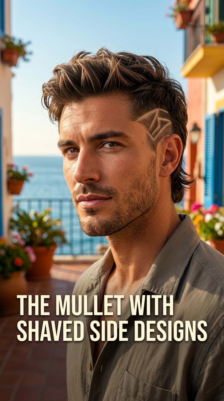 The Mullet with Shaved Side Designs